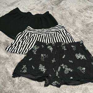Xhilaration Bundle of 3 Black & White High Waisted Shorts M
